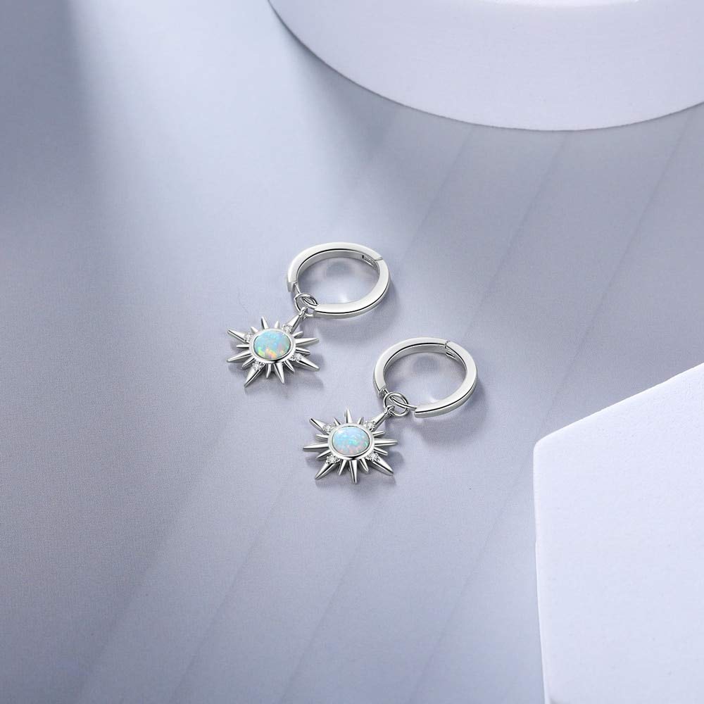 Sun 925 Sterling Silber Ohrringe mit Opal und Klarem CZ - Hochzeit Fine Schmuck für Frauen