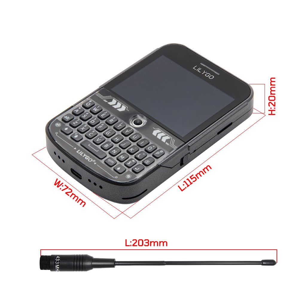 LILYGO T-Deck Plus ESP32-S3 LORA-89 SX1262 Ulbox GPS Tastiera Nera, Display TTGO Development Board Antenna Esterna Strap ABS Shell