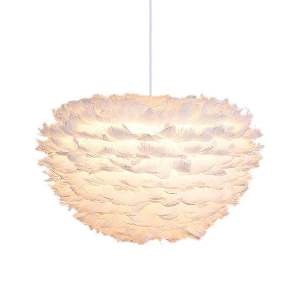 Chandelier LED design plumes blanches lustre de salon chic et raffiné - 6