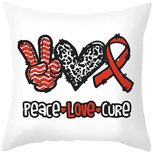 Lieson Lot Housse Coussin 40x40, Housse Coussin Deco Canape Blanc Noir Rouge Coussin Déco Motif Coeur Peace Love Cure, Polyester