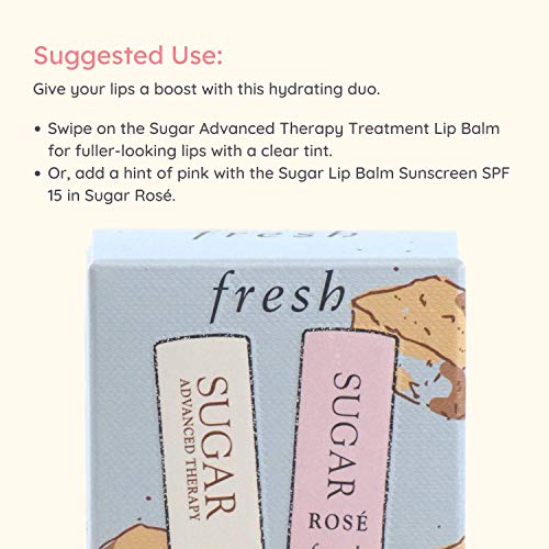 Fresh Color and Care Lip Kit - Mini Duo Lip Balm Treatment Gift Set:: Sugar Rose Tinted Lip Treatment SPF 15, and Sugar Lip Treatment Advanced Therapy