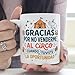 Imagen de MUGFFINS taza mamá y papá graciosa con frase Gracias por no venderme al circo en Español