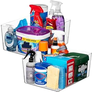 ClearSpace Plastic Storage Bins with Divider – Perfect Kitchen Organization or Pantry Storage – Fridge Organizer, Pantry Organization and Storage Bins, Cabinet Organizers