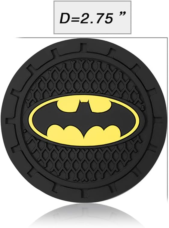 Bat Man 2Pcs Car Cup Holder Coasters for Marvel Fans, The Bat Man Car Coasters for Car Cup Holder Insert,Silicone Non-Slip Car Cup Mat, 2.75 Inch - Image 4