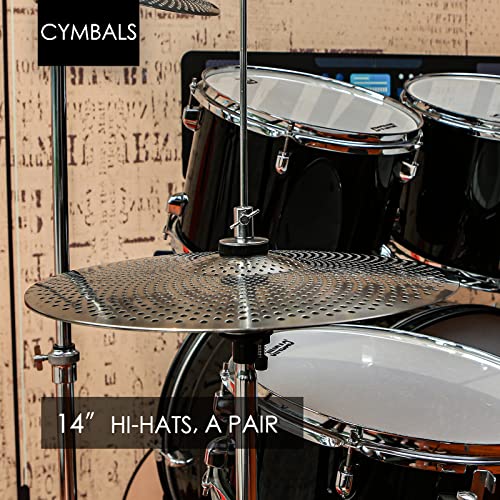 Low Volume Hi Hat Cymbals, 13 Inches Practice Hi Hat Cymbal Pair, Quiet Hihat Cymbals (13'', Silver) #TOP4