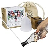 CuloClean Menstrual Cup Breva (M). Copa íntima talla M + bolsa + bidé portátil. Pack natural, de silicona médica suave, blanda, hipoalergénica y transparente.