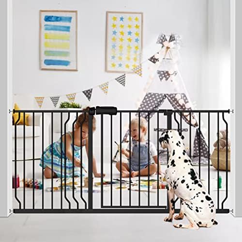 Fairy Baby Easy Step Safety Gates for Doorways Extra Wide Pet Gate for Dogs, 43.5 Inch to 48 Inch with Pressure Mounted Extention Kit, Black - 5