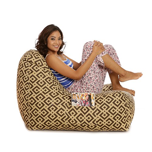 Image of Style Homez Hackey Cotton Canvas Geometric Printed Bean Bag XXL Size Filled with Beans Fillers