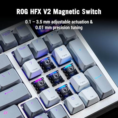 Image of ASUS ROG Azoth 96 HE Wireless Hall Effect Gaming Keyboard - 96% Full-Size, Tri-Mode, Hot Swappable Magnetic Switch, Rapid Trigger, Speed Tap, 8K Hz Polling, Color OLED Screen, ABS Keycaps - White