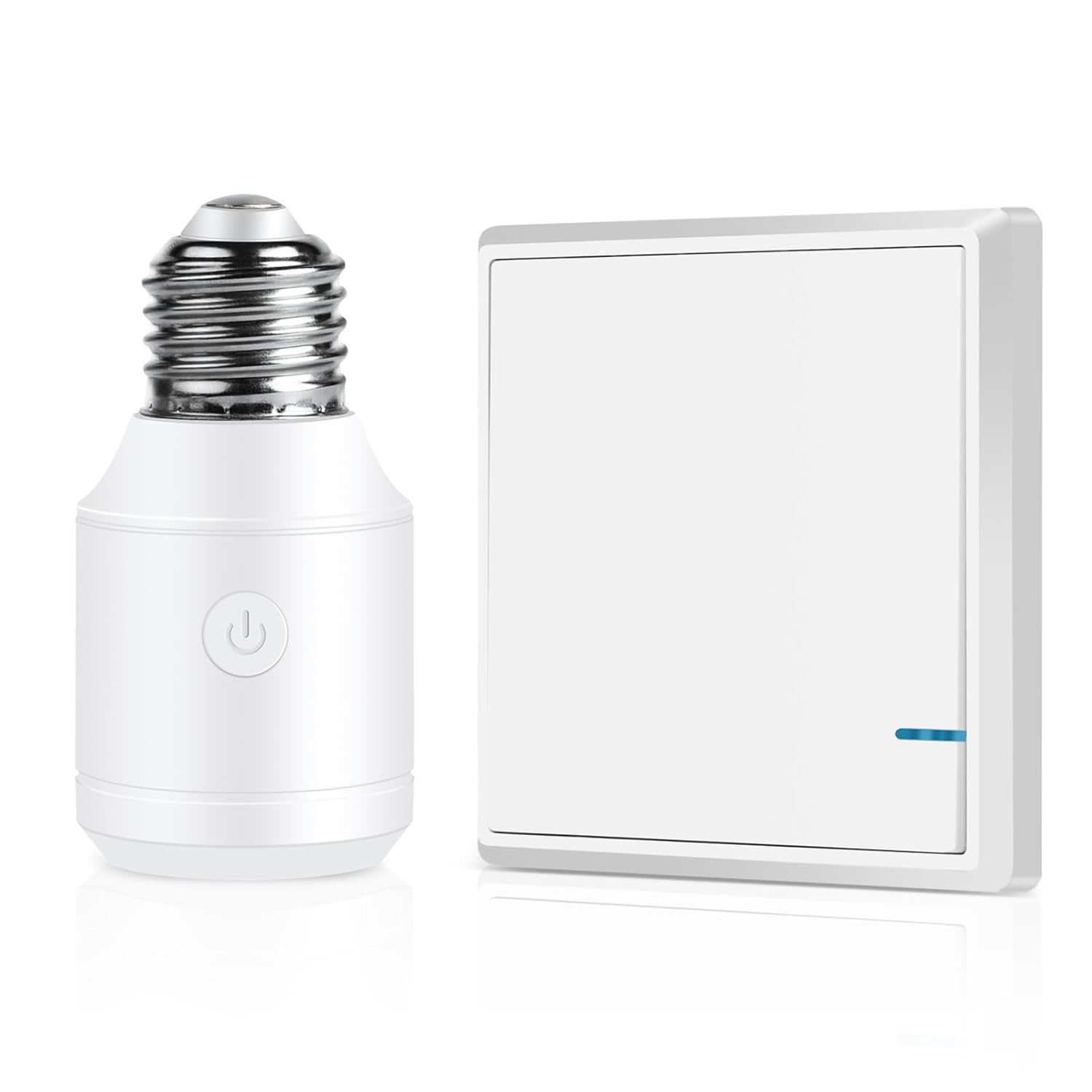 Cruxer Remote Control Light Bulb Socket, E26 E27 Bulbs Base Holder, Wireless Light Switch Kit for Pull Chain Lighting Fixture, 100FT Remote Range, Programmable, No Wiring (Remote + Bulb Socket)