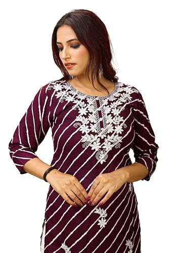 Haut Kurta brodé Chikankari en coton haut de gamme avec finitions Hakoba