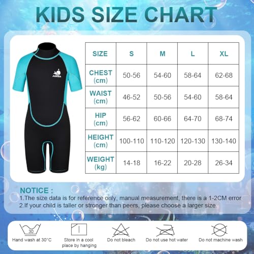 AOOSA Traje de Neopreno para Niños y Niñas, 2.5mm Neopreno Niño con Cremallera Trasera, Traje de Agua para Deportes Acuáticos, Natación, Esnórquel, Surf y Buceo (Azul, XL) - imagen 2