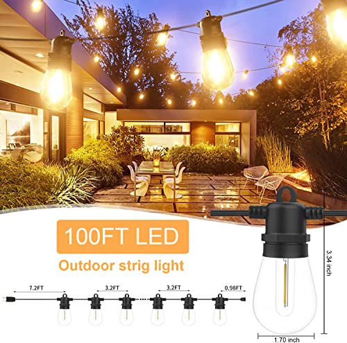 Bomcosy Outside String Lights For Patio, 100Ft S14 Outdoor String Lights Ip65 Waterproof, 32 Shatterproof Backyard Lights Outdoor Hanging Lights Bulbs For Cafe,Party Bistro,Garden,Patio Decor(2700K) #TOP1