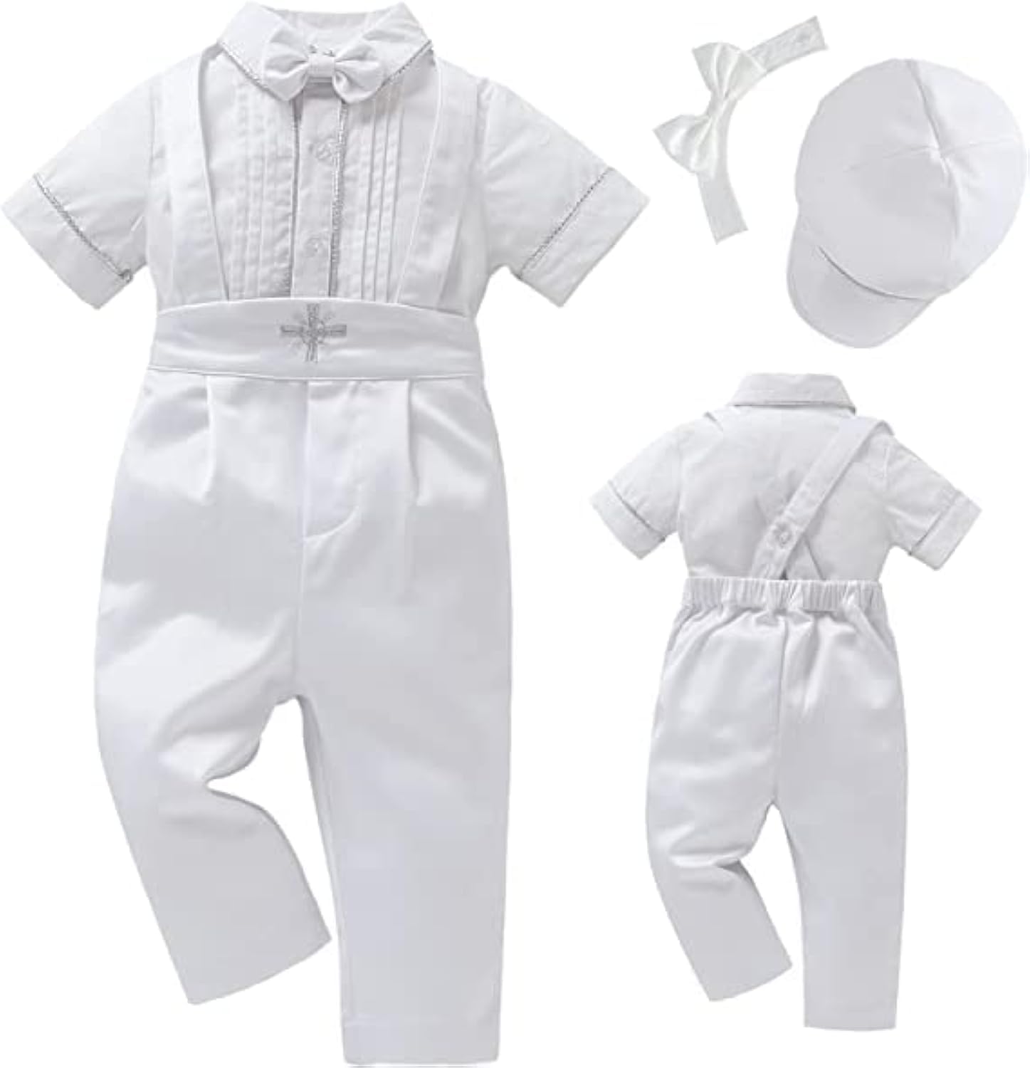 Booulfi Baby Kleidung Jungen Baumwollstoff Baby Anzug Junge Hochzeit Taufanzug Taufkleid Junge Weihnachtsoutfit Trachtenhemd