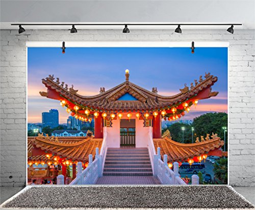 Leyiyi 6x4ft Photography Background Tradition Chinese Architecture Backdrop Thean HOU Temple Mid-Autumn Festival Kuala Lumpur Landmark Southeast Asia Travel Photo Portrait Vinyl Studio Video Prop