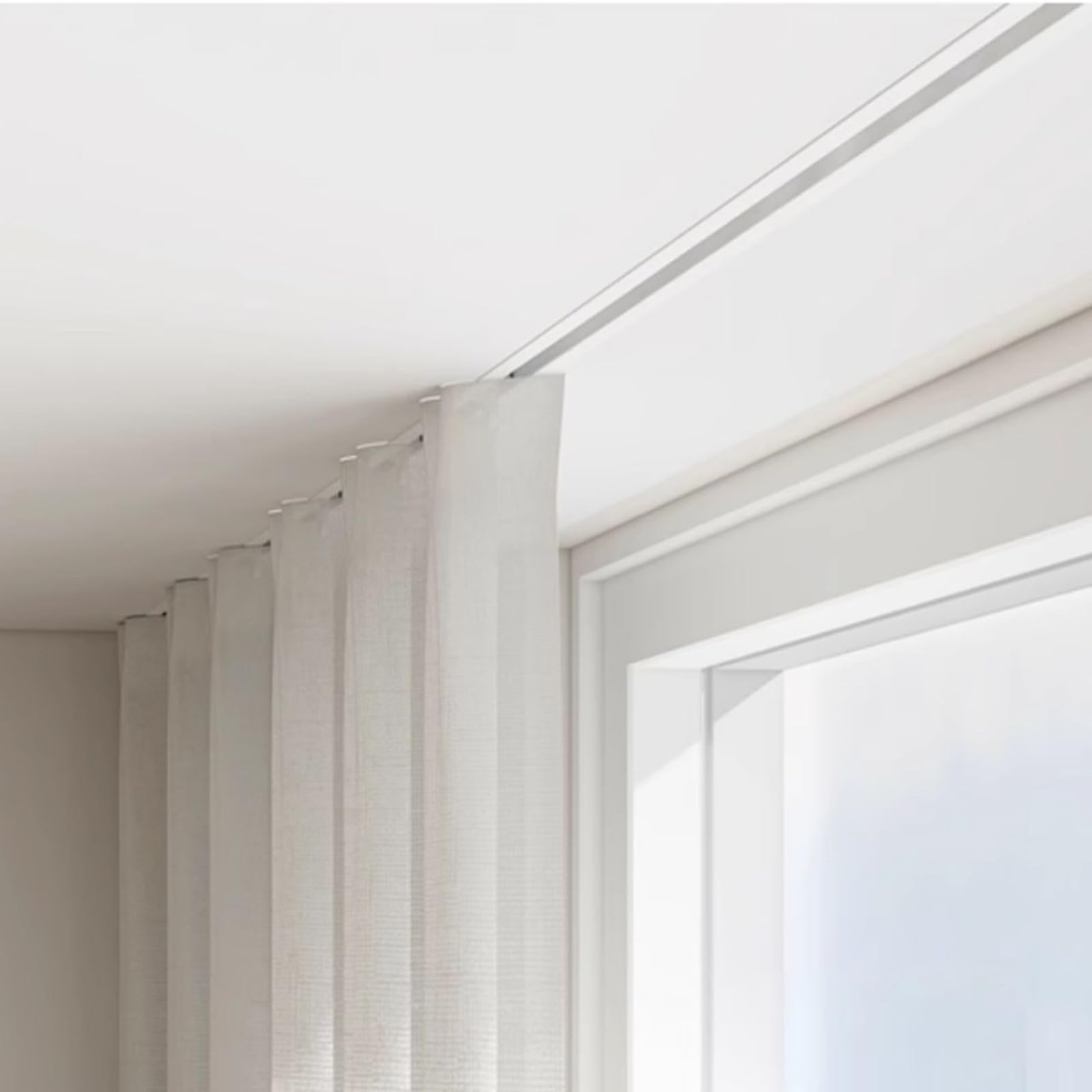 GTHTUHFD Invisible Ceiling Track System For Curtains, Silent Pulley Design For Living Rooms And S, Divider Rail For Seamless Installation, Ideal For Home And Commercial Use,Bianco-280cm/9.2ft/110in