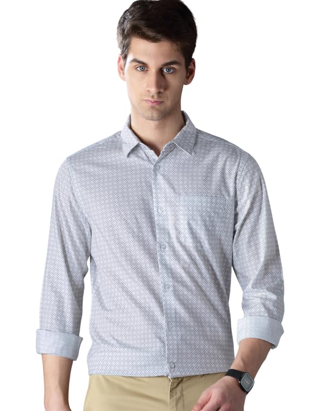 Men Geometric Print Slim Fit Shirt | Stylish Casual Shirt with Unique Patterns | Lightweight Shirt for Office and Outings | Tailored Slim Shirt for Work |-image-33