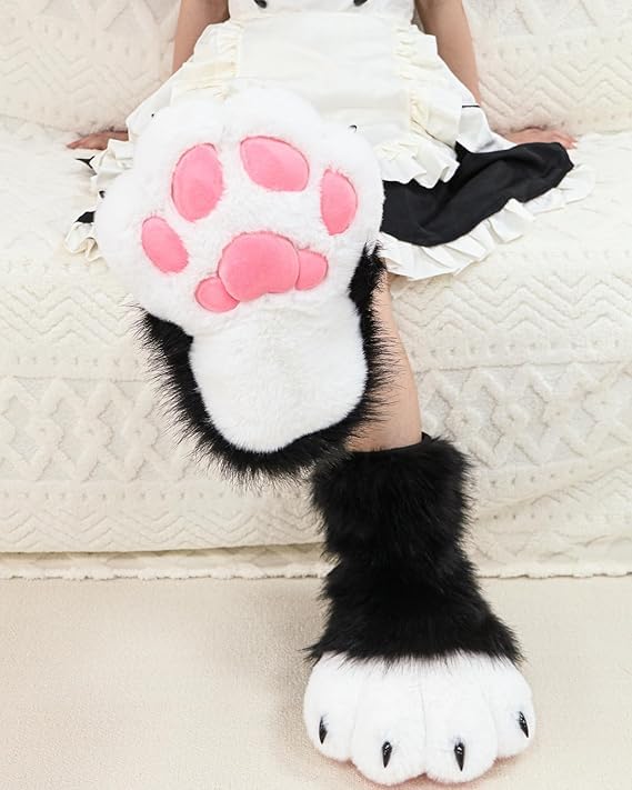 Gatto Lupo Cane Volpe Piedi pelosi Zampa, Piedi Zampa Artiglio Scarpe Stivali pelosi, Accessori per costumi per cosplay per adulti