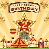 Happy Second Birthday 2: Birthday Guest Book Circus and Firework Theme Keepsake for Boys and Girls - 2nd Birthday Party Celebration with Wishes & Messages, 50 Guests, 8.5x8.5 Inches