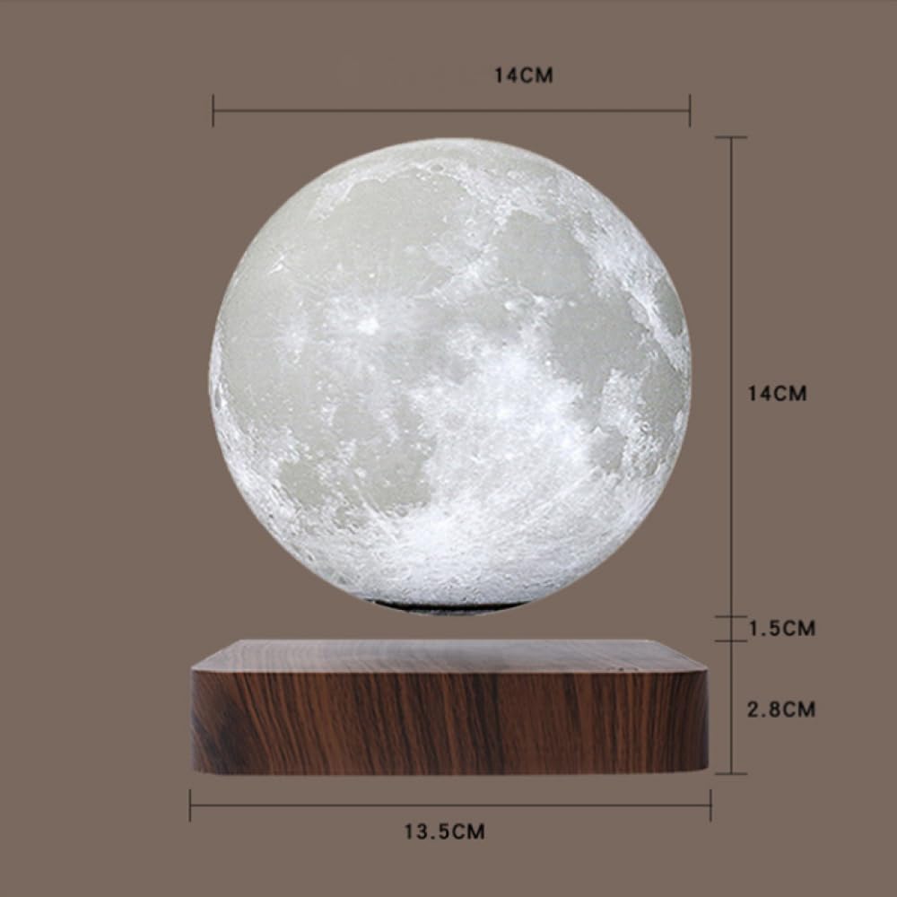 HAZARA Lámpara de Luna de levitación magnética impresión 3D Luna led cabecera decoración Juguete luz de Noche Moda Regalo de cumpleaños-A