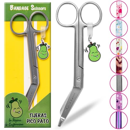 La Repera de Enfermera® Tijeras Enfermería - Tijeras Pico de Pato Punta Roma Acero Inoxidable | Punta Redonda Profesional | Regalos de Enfermería y Accesorios Enfermera TCAE (SILVER QUILL)