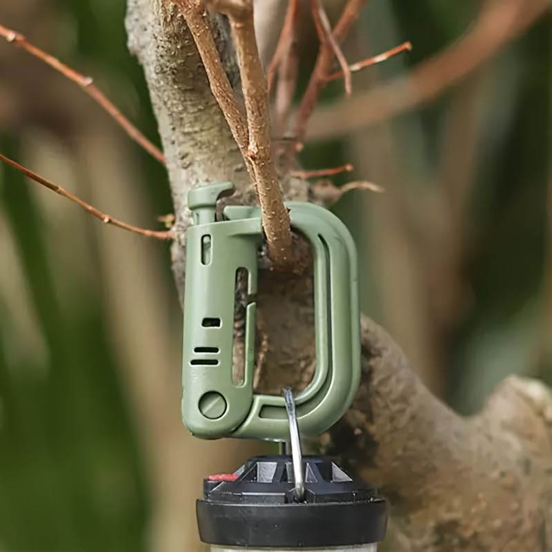 2PCS Plastic D-Ring Hooks with Push-Button Quick Release, Reinforced Tactical Clips for Backpack Attachment, Camping and Climbing