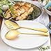 LIANYU 6 Pack Gold Serving Spoons Set, Large Slotted Spoons, Stainless Steel Buffet Dinner Restaurant Golden Serving Utensils, Catering Set for Party Banquet, 9.8 Inch