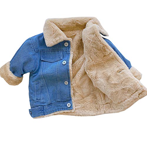 Moru Infant Baby Toddler Girl Boy Winter Casual Thick Fleece Lined Denim Jacket Warm Jean Coat Outwear (Blue, 2-3T)