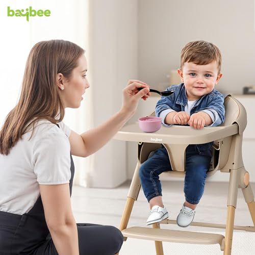 Image of Baybee 3-in-1 Premium Convertible High Chair for Kids, Babies & Toddlers | Foldable Baby Feeding Chair with 5-Point Safety Harness, Adjustable & Removable Tray, Easy-to-Clean Design | Portable Dining Chair (Beige)