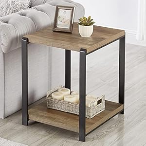 Folluban Industrie-Beistelltisch mit Ablage Eiche