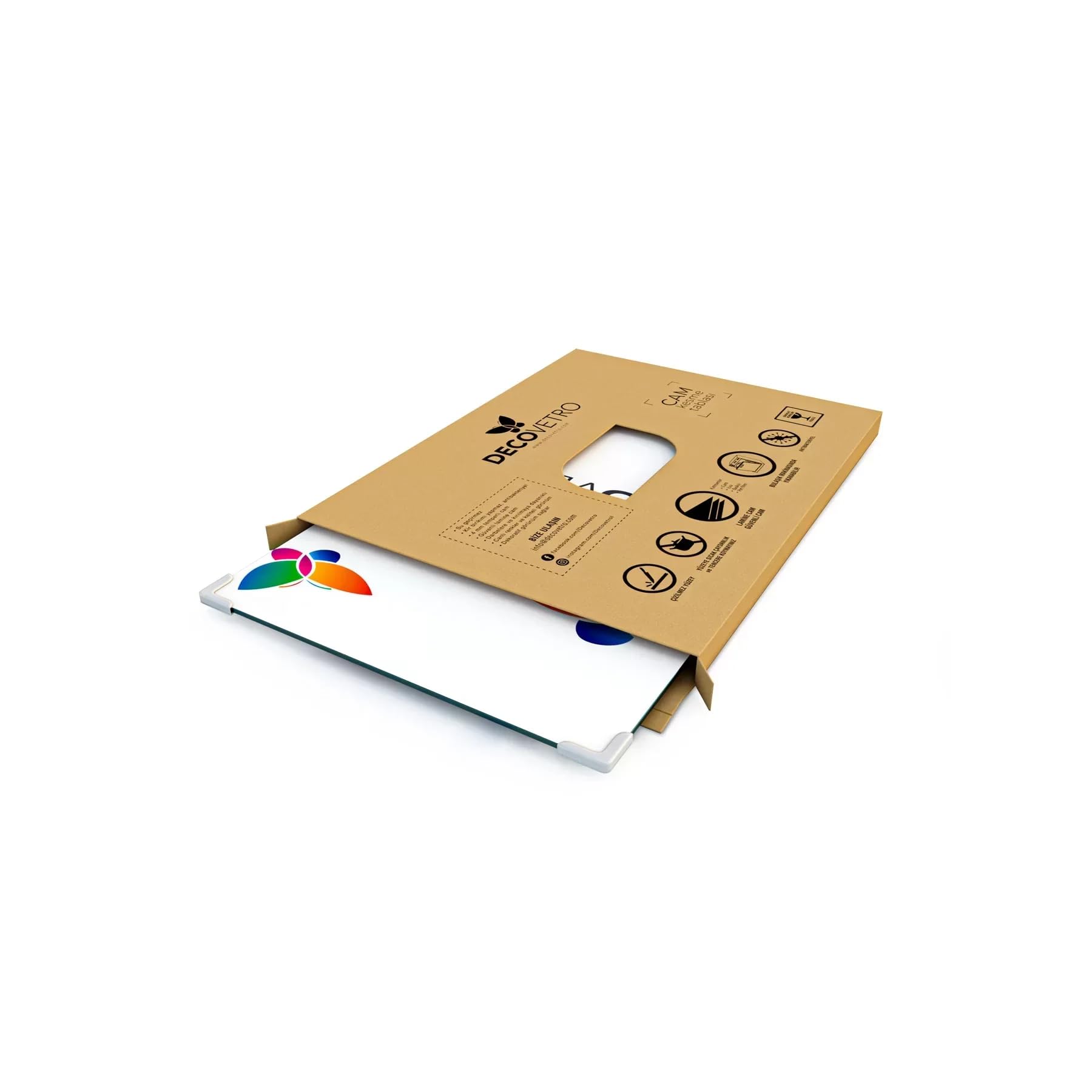 Decovetro Cam Kesme Tahtası ve Sunumluk Siyah Taş Desenli 20x30 Cm
