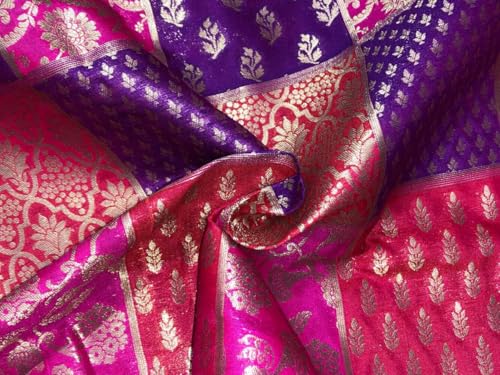 Tissu brocart de soie jacquard de couleur rose violet bordeaux BRO1071
