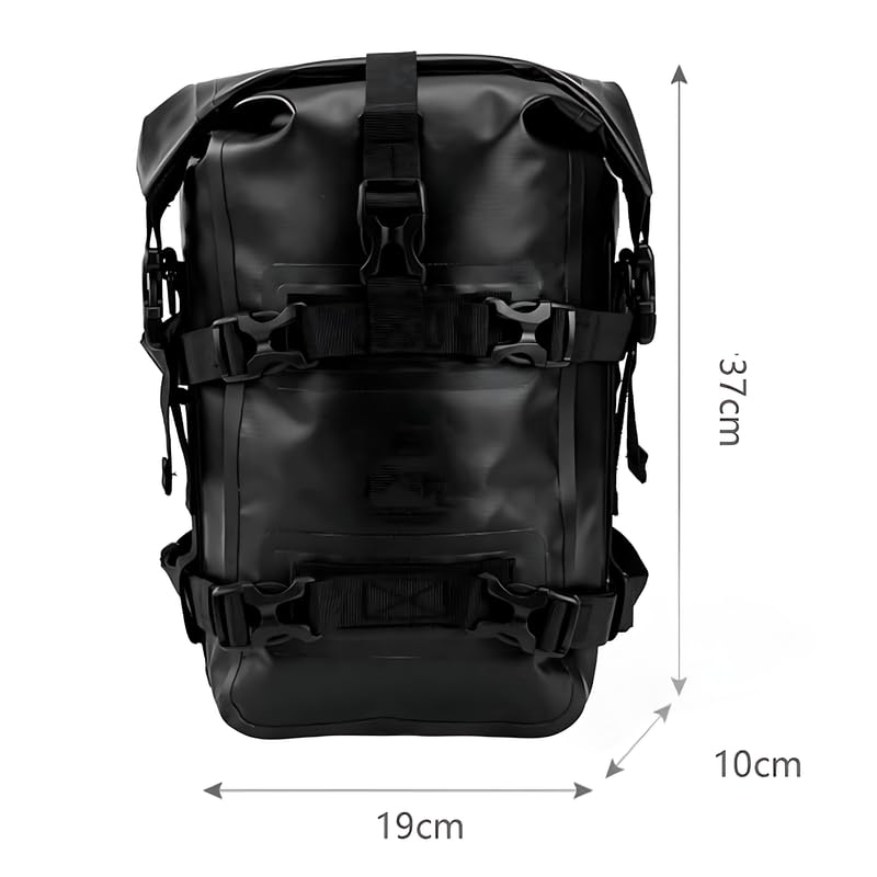 Image of 8L Waterproof Motorcycle Tail Bag - Compact Rear Luggage for Travel, Touring and Racing - Rear Seat Luggage with Buckle Straps, Roll-Top Closure, and Weather Protection (1Pcs)