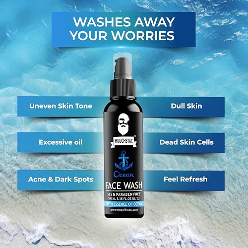 Muuchstac Ocean Face Wash for Men | Fight Acne & Pimples, Brighten Skin, Clears Dirt, Oil Control, Refreshing Feel - Multi-Action Formula (3x100 ml) (Image - 4)
