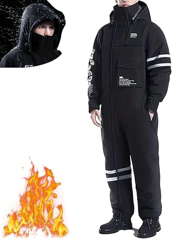 Combinaison Neige Pièce Adulte Combinaison Ski Isolée Imperméable Coupe Vent pour Temps Froid pour Adultes Homme Femme Plus Velvet,XXXXL