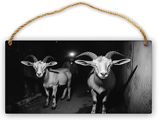 CDSASHCA Goats Art Wooden Art Rustic Sign 12x6 Inch, Rustic Wood plaque for Bedroom, Entryway, Kitchen & Nursery, Great Home Decor Wood Sign for Collectors