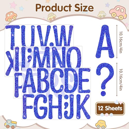 Image of Glitter Letter Stickers, 4 Inch Large Letters for Poster Board (Blue) | 160 PCS,Self-Adhesive,Vinyl Alphabet Stickers,Bulletin Board Letters for Classroom,Party,DIY Crafts,Home,Office,Mailbox Decor