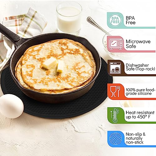 Image of Silicone Microwave Mats, 12 inch Extra Large Multi-Use Microwave Mat Heat Resistant Silicone Trivet Mat Pot Holders Hot Pads for Kitchen, Silicone Cover Pad for Microwave Oven Hot Pot Pans, Black 2Pack