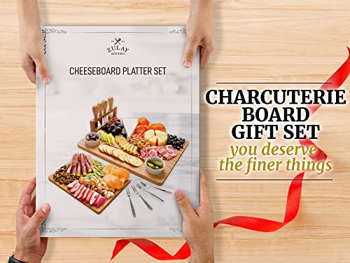 Image of Zulay Charcuterie Board Set Large - Great White Elephant Gift, Housewarming Gift for New Home, Bamboo Cheese Board - Charcuterie with Accessories, Wine and Cheese