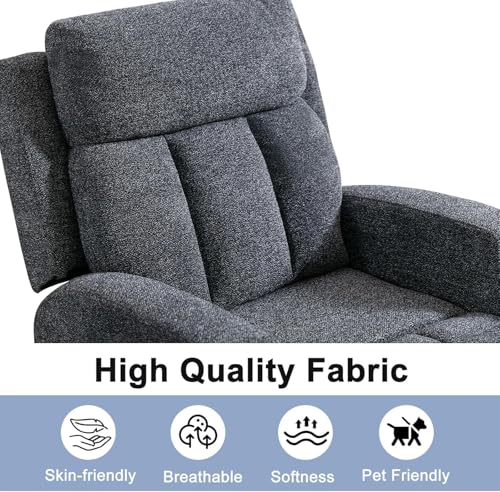 كرسي استرخاء كلاسيكي يدوي من انج هوم مع تدليك وتدفئة للبالغين، كراسي استرخاء ناعمة من القماش مع حاملي كوبين، أريكة مفردة ثقيلة الاستيعاب قابلة للطي لغرفة المعيشة، رمادي