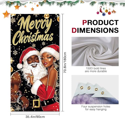 Image of BlissYard Holiday Door Cover Winter Porch 35x71 Inch Polyester