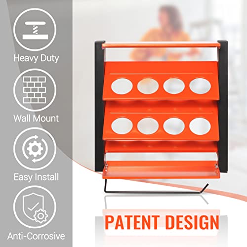 Wallmaster Spray Can Holder, Lube Can Wall Mount Storage Rack Heavy Duty Paint Bottle Organizer For Garage & Home | 8 Can Holes & 2 Shelf, Orange #TOP2