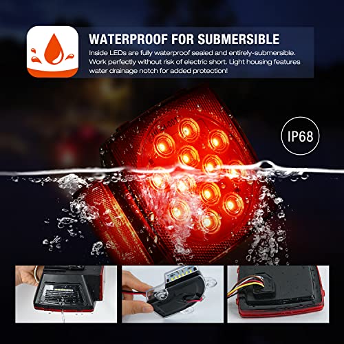 Image of Nilight Square LED Trailer Light Kit 2PCS Stop Turn Tail Side Marker Light