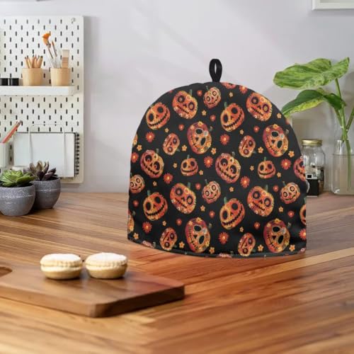 Image of Hudotybom Pumpkin Lantern Tea Cozy Teapot Cover Halloween Tea Pot Cosies 6 Cups Insulated Large Teapot Protective Cover for Kitchen Home Decor