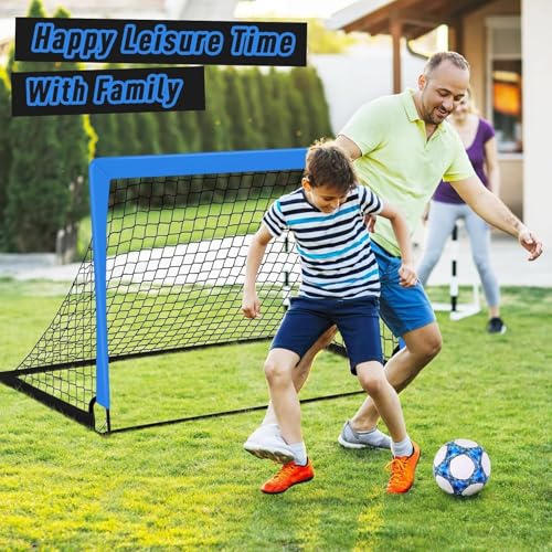 Image of 2 Soccer Goal of 4X3 FT for Backyard, Portable Football Goal Training Equipment with Soccer Ball, 10 Football Cones, Carry Bag, Practice Net for Youth Games, Sports