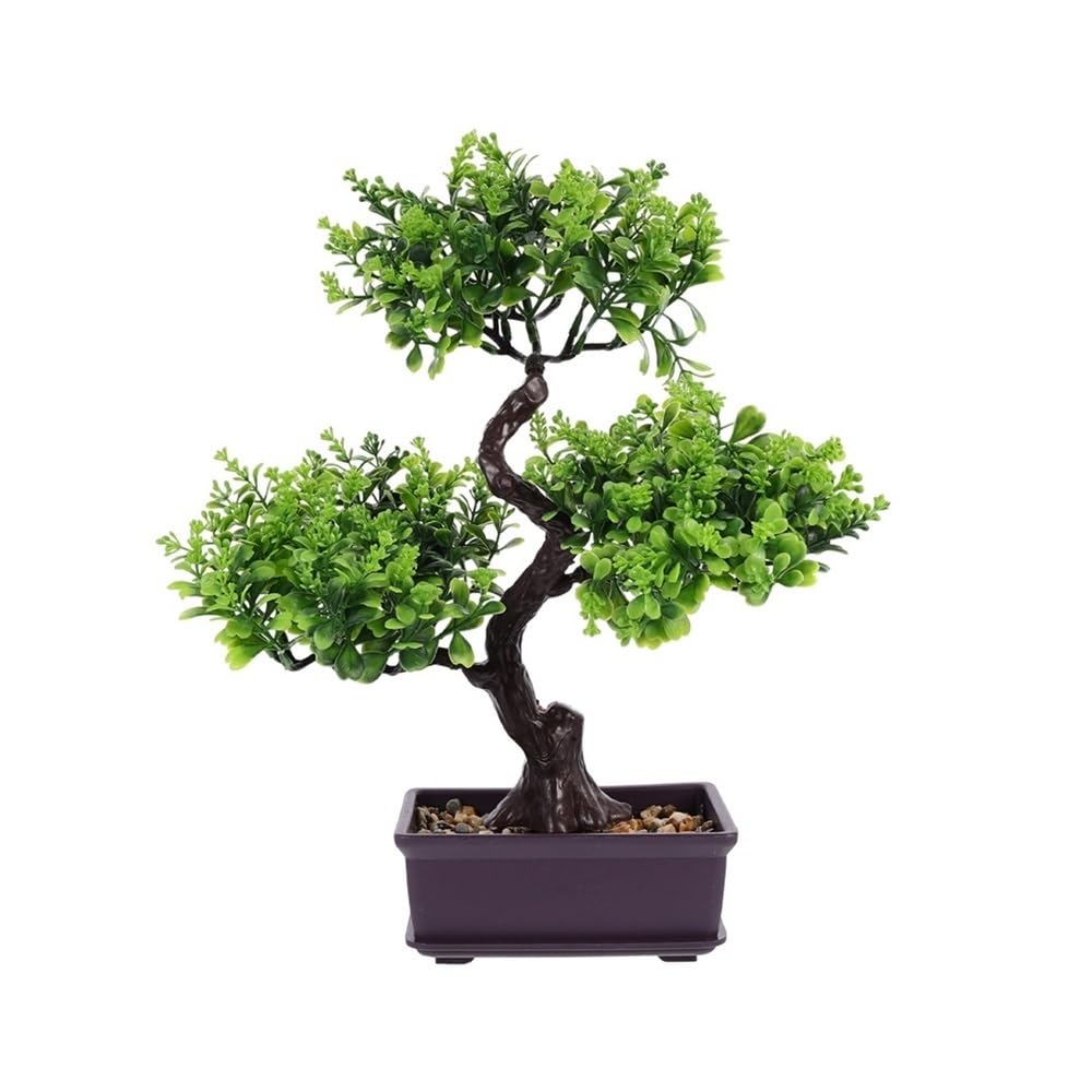 HCZKIUJY Bonsai Fake Potted Plants Artificial Bonsai Tree Faux Plants Tree Simulation Guest Garden Table Decor Plant (Green)