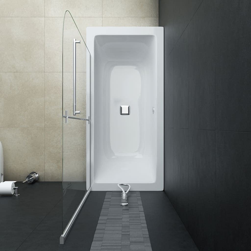 VidaXL Duschkabine Mit 2 Paneelen | Duschwand Faltbar Für Badewanne | 120x140 Cm | 6 Mm ESG Sicherheitsglas | Mit Handtuchstange