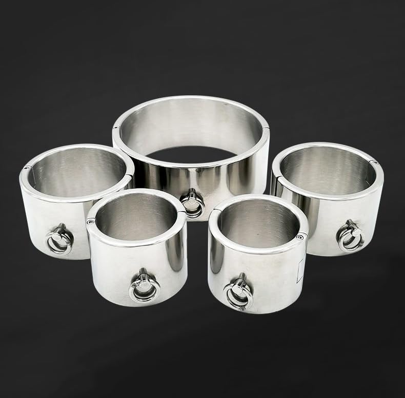 Abschließbar Schwere Metall Handschellen Halsband Fetisch SM Handcuffs Sex Bondage Set BDSM Fesseln Sklave Edelstahl Fußfesseln Bett SM Sexspielzeuge Für Männer Frauen Paare
