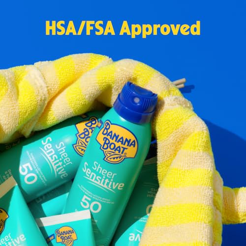 Image of Banana Boat Sheer Sensitive Face Sunscreen Lotion SPF 50, 3 Fl Oz | Travel size sunscreen for face, Lightweight formula, Water resistant sunblock, Quick sheer application