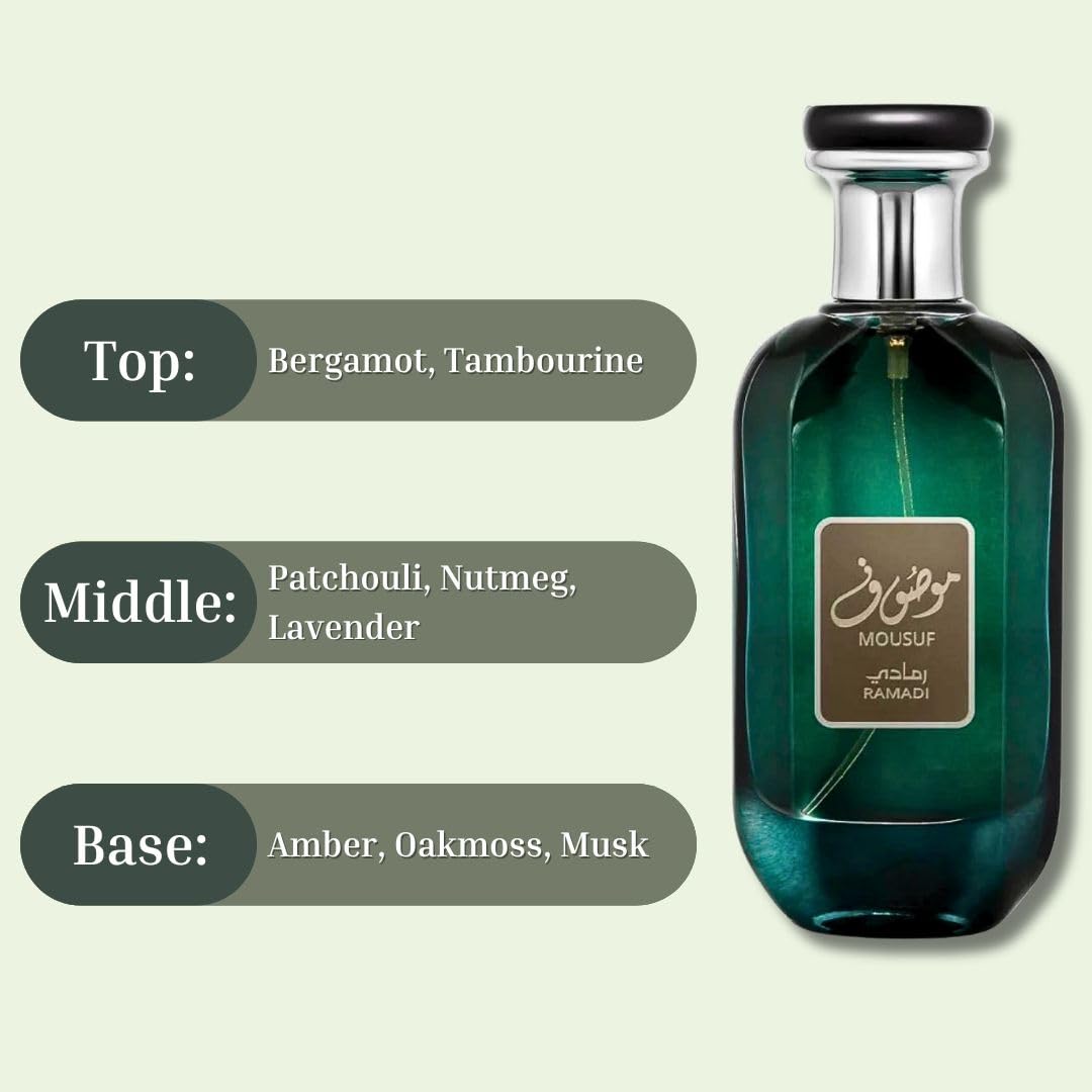 Mousuf Ramadi EDP Spray 100ML (3.4 OZ) By Ard Al Zaafaran | Long Lasting & Refreshing Blend Of Pleasant Green Elements.